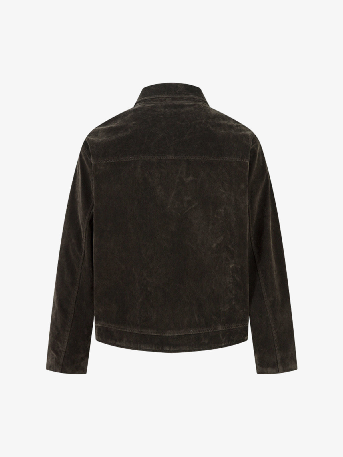 Retro Suede Bomber Jacket with Metal Button Lapel
