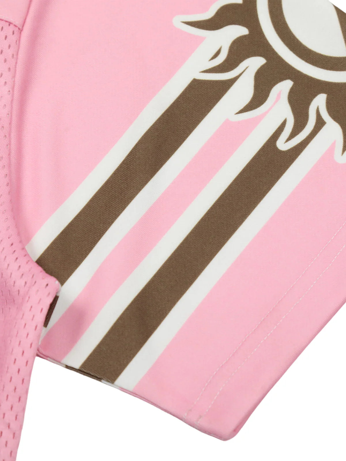 Flame Print Mesh Pink Jersey Top