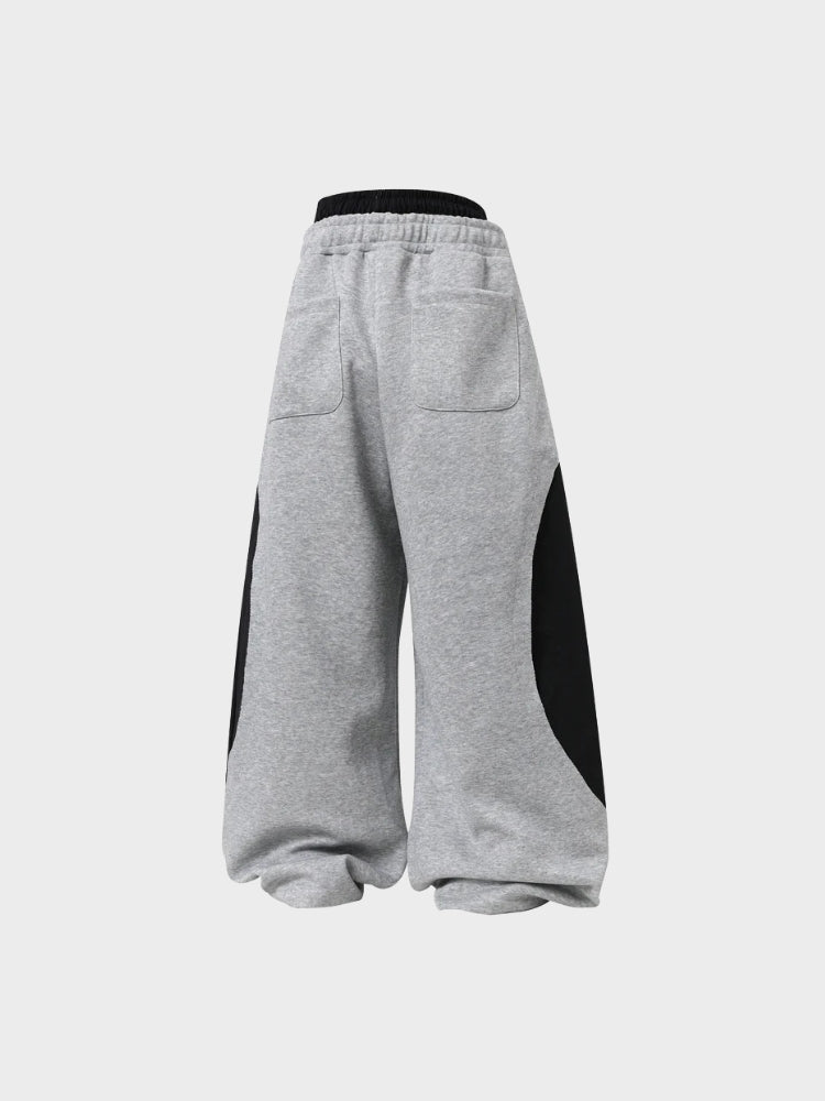 Wide-Leg Cotton Joggers with Side Stripe Panels