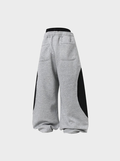 Wide-Leg Cotton Joggers with Side Stripe Panels