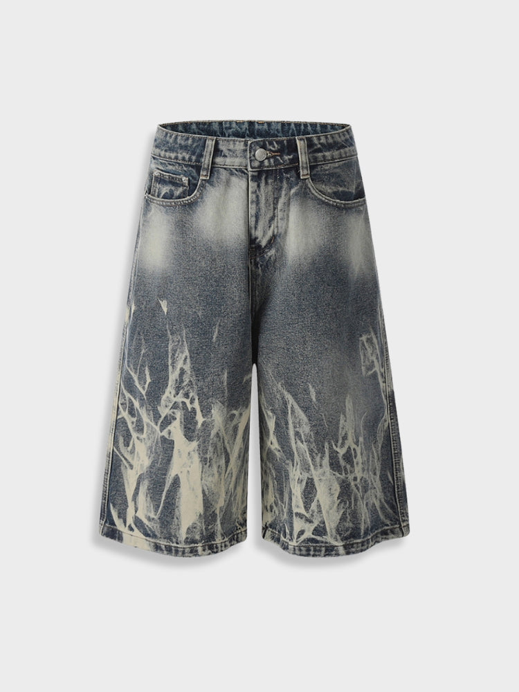 Men's Distressed Denim Relaxed Fit Jorts Blue