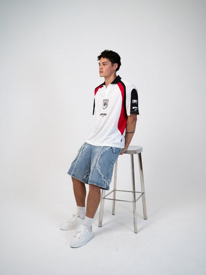 Distressed Embroidered Denim Jorts