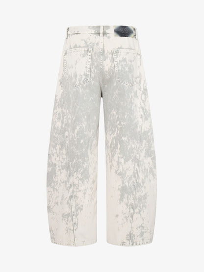 Paint Effect Distressed Denim Jeans