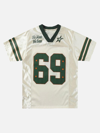 Sports Jersey T-Shirt Beige With Green Number 69