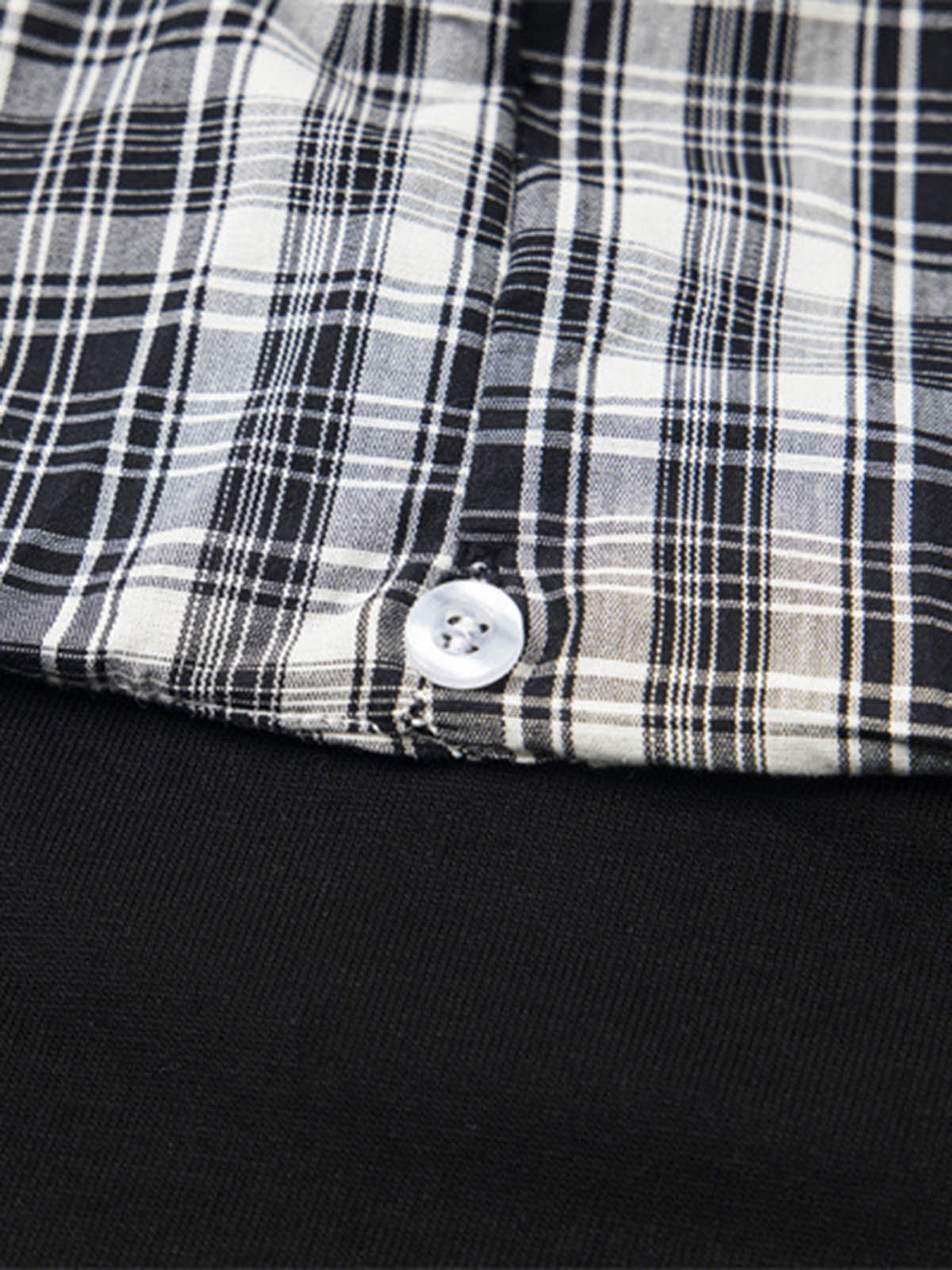 Plaid Jersey Knit Hooded Cape T-Shirt with Detachable Badge