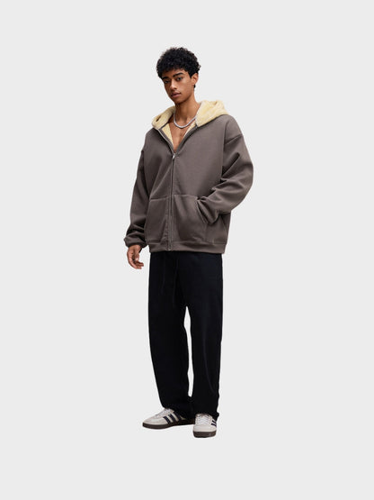 Full-Zip Fleece Hoodie Loose Fit