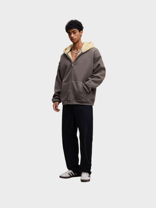 Full-Zip Fleece Hoodie Loose Fit