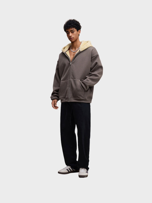Full-Zip Fleece Hoodie Loose Fit