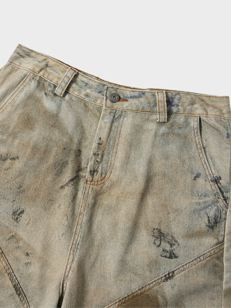 Cotton Washed Denim Capri Jorts Light Coffee