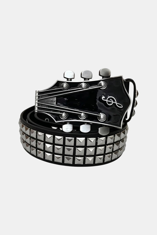Y2K guitar strap belt styled as a bold streetwear accessory
