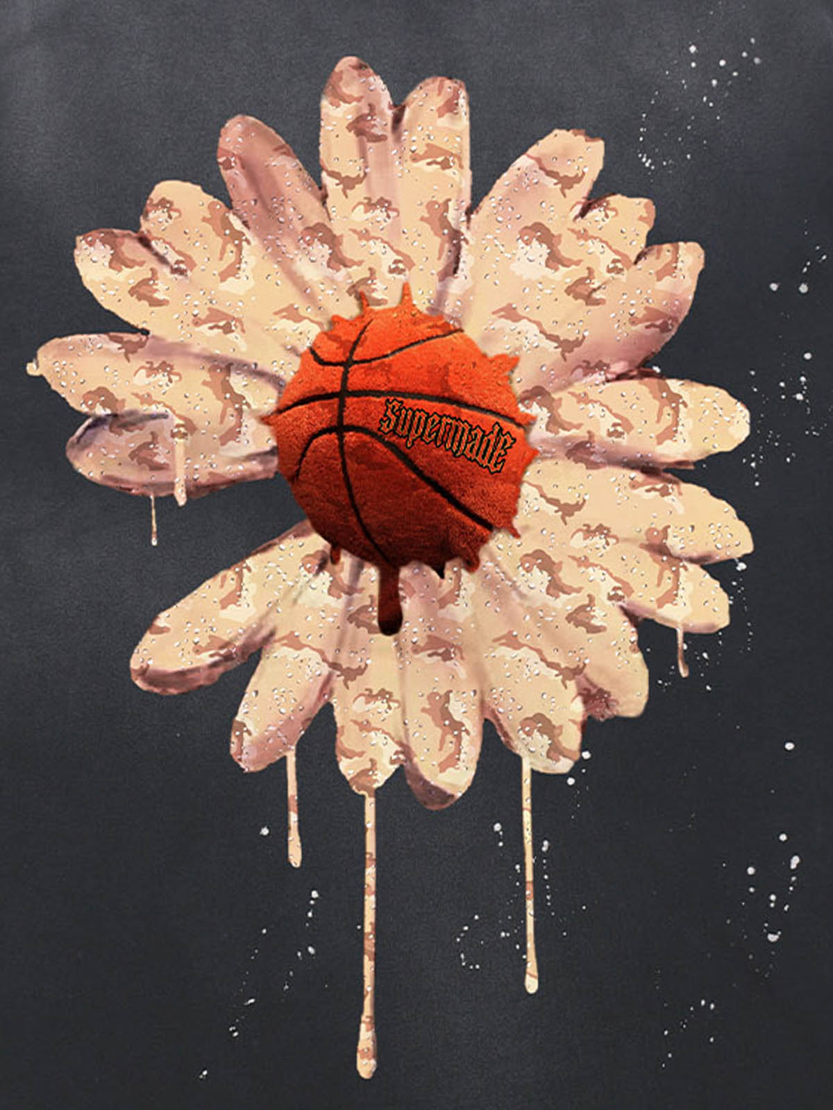 Floral Ink Splatter Graphic Basketball T-Shirt