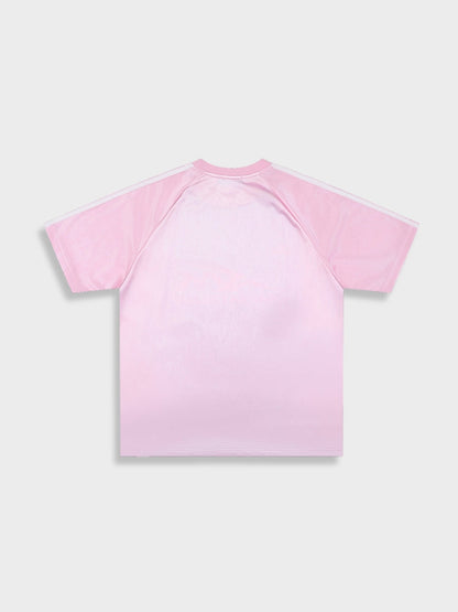 Distressed Football Mesh T-Shirt Cotton Blend