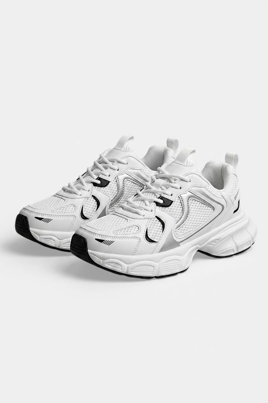 Chunky dad trainers styled for a bold Y2K streetwear look