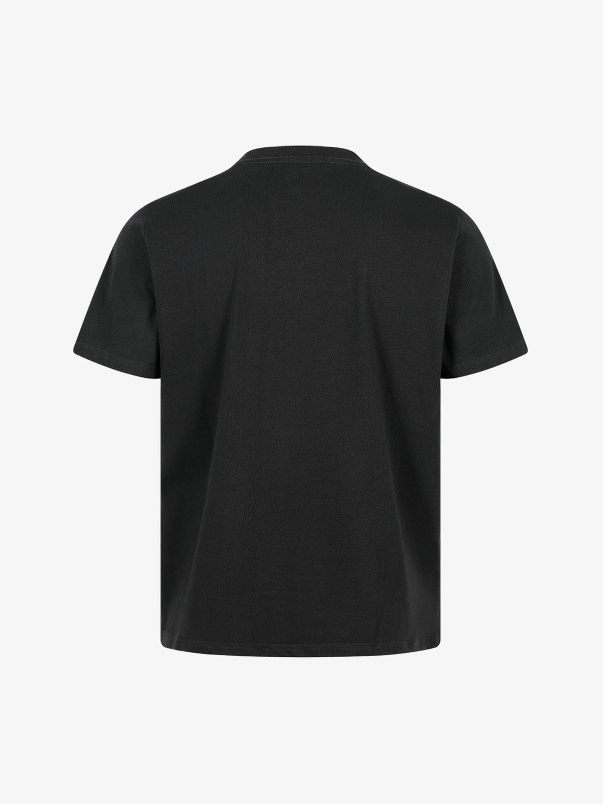 Back view of black cropped cotton T-shirt