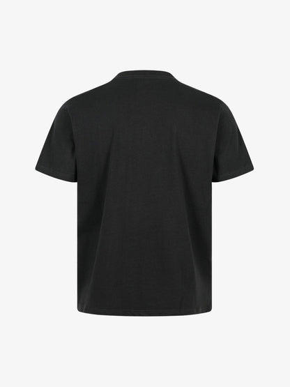 Back view of black cropped cotton T-shirt