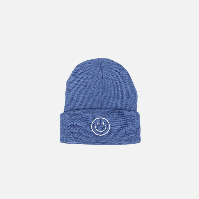 Embroidered Smile Cotton Blend Beanie