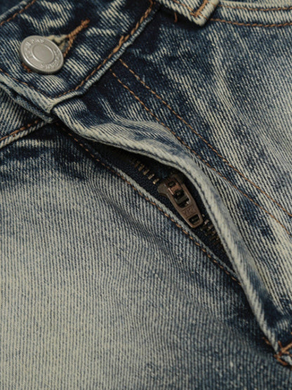 Men's Distressed Denim Relaxed Fit Jorts Blue