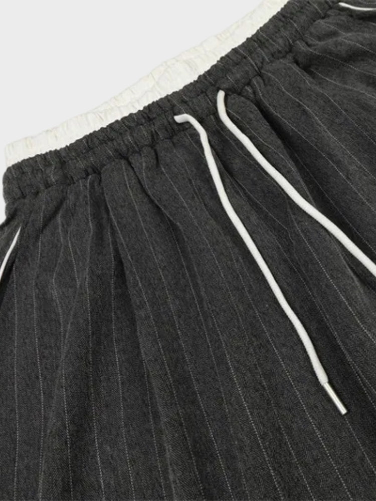 Striped Polyester Tracksuit Set Dark Grey