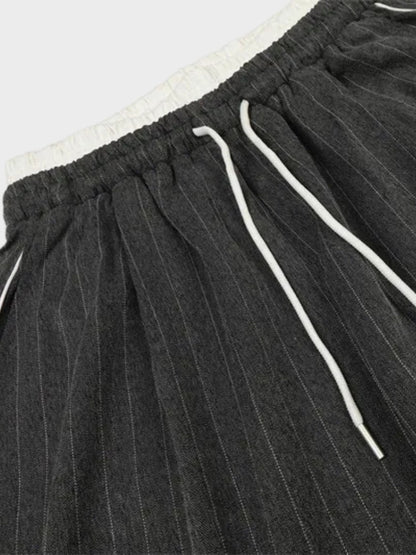 Striped Polyester Tracksuit Set Dark Grey