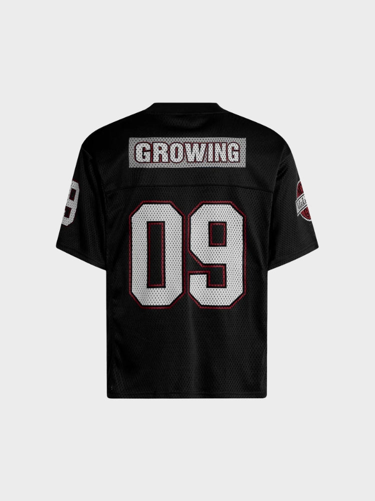 Mesh Varsity Short-Sleeve Sports Jersey with Oversized Numeral