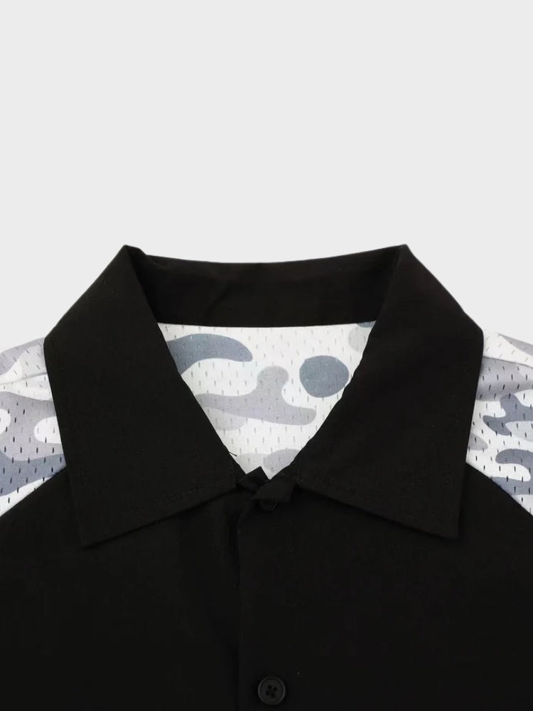 Revelse™ Cotton Blend Camo Panel Football Mesh Tee