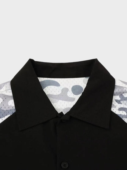 Revelse™ Cotton Blend Camo Panel Football Mesh Tee