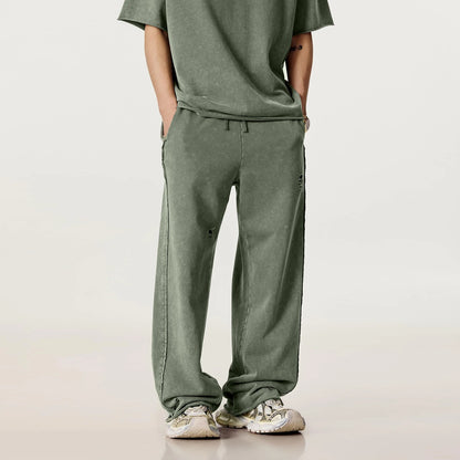 Men's Distressed Washed Straight Leg Joggers