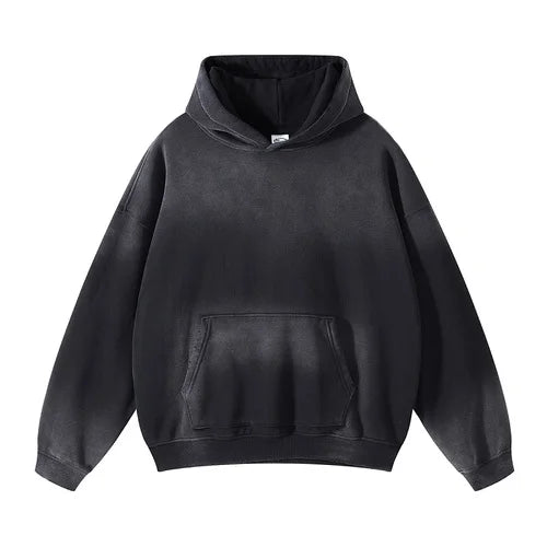 Unisex Acid Wash Gradient Distressed Oversized Hoodie