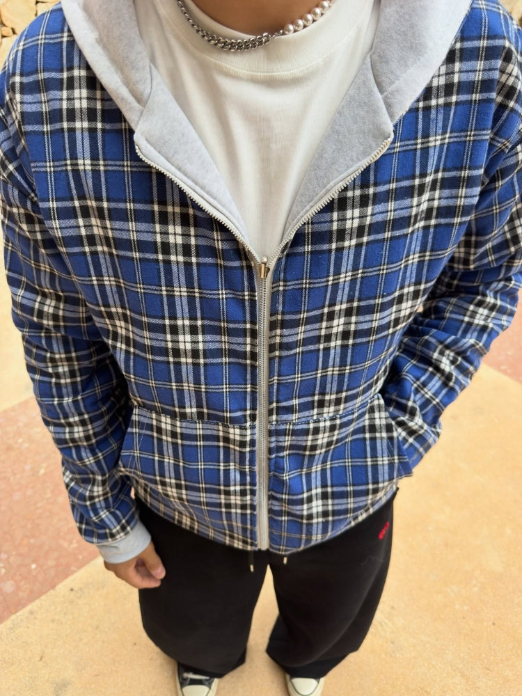 Reversible Hooded Patchwork Polyester Jacket