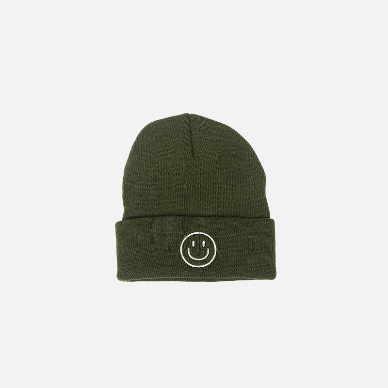 Embroidered Smile Cotton Blend Beanie