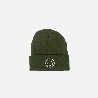 Embroidered Smile Cotton Blend Beanie