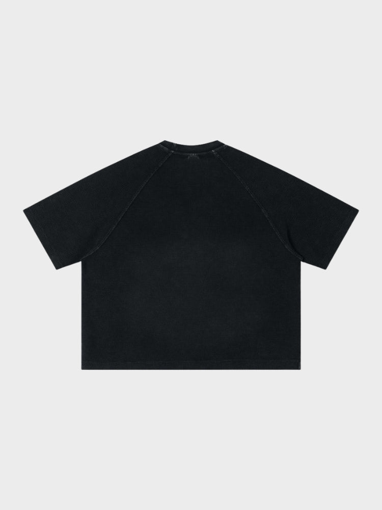 Waffle Knit Graphic Print Relaxed T-Shirt