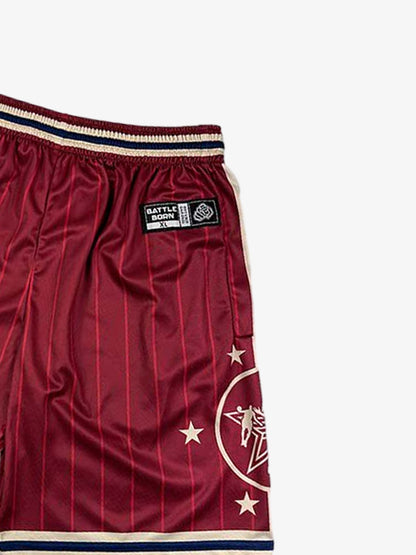 Revelse™  Striped Star Crest Soccer Shorts Lightweight