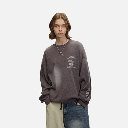 Revelse™ Distressed Graphic Long Sleeve Tee Heather Grey