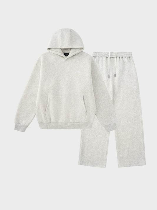 Revelse™ Oversized Cotton Blend Tracksuit Set Light Grey