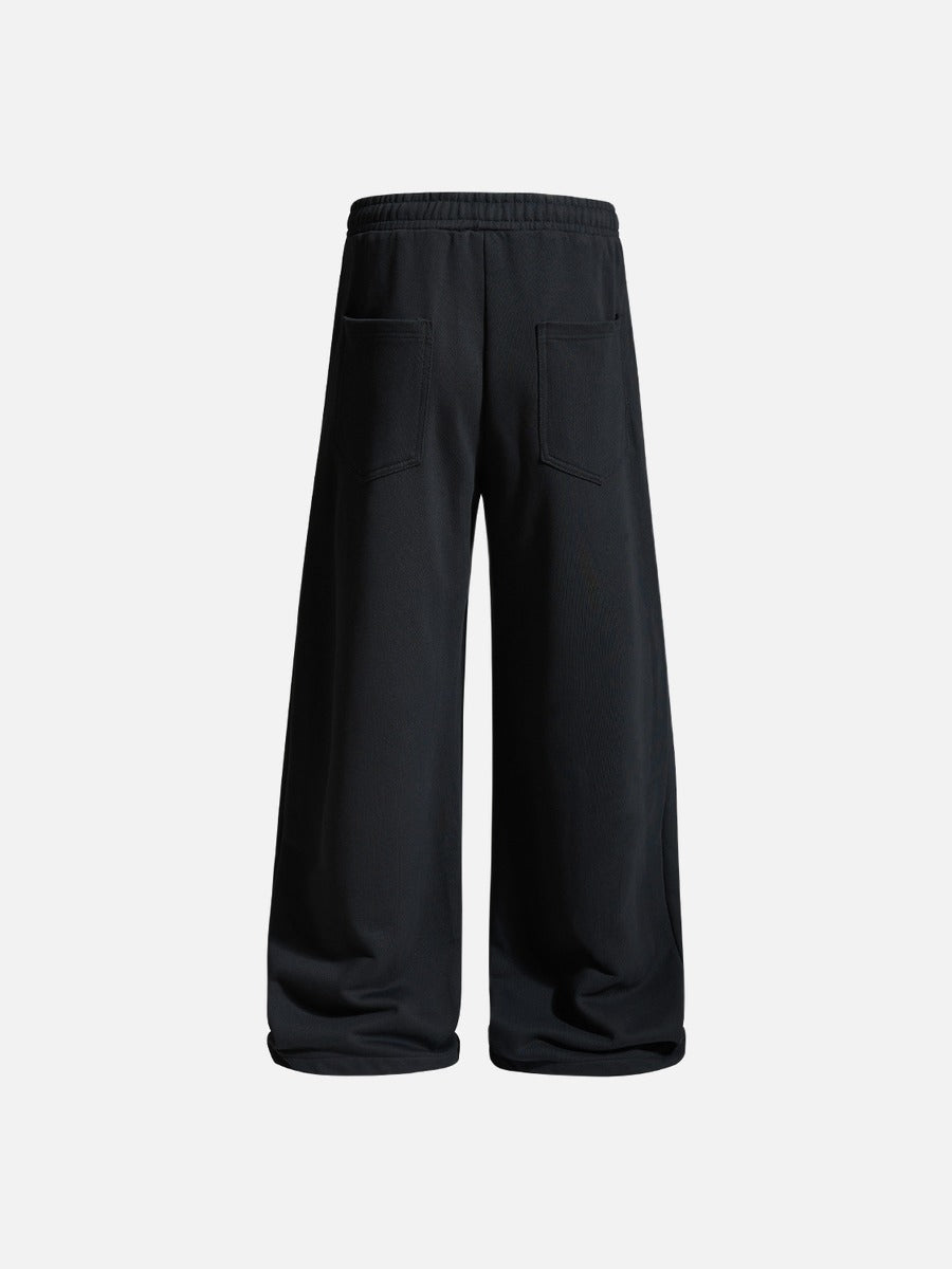 Detail view of the graphic design across the trouser leg