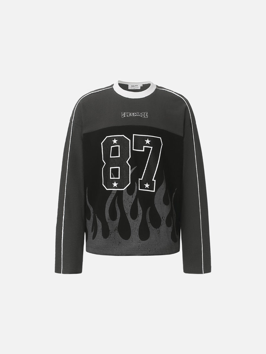 87 Flame Graphic Long-Sleeve Top