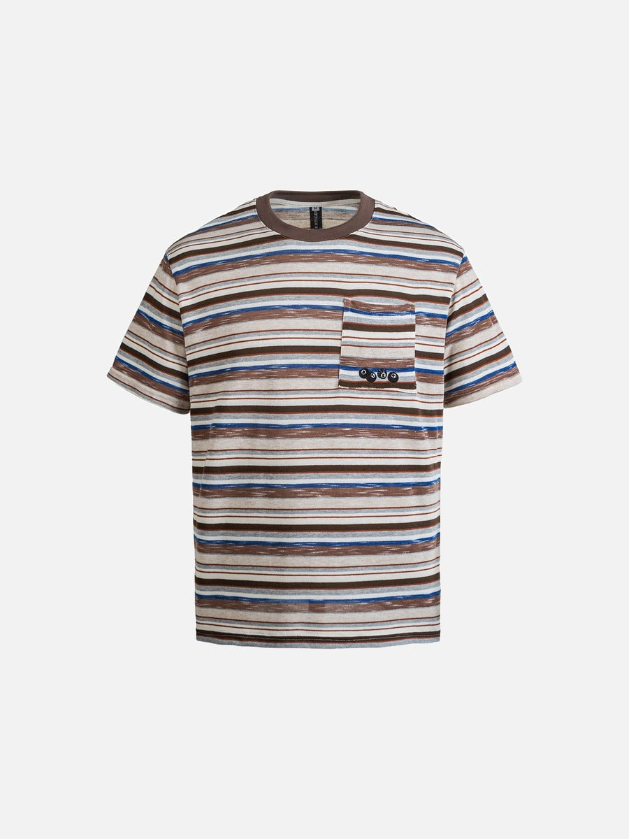 Striped pocket T-shirt in a relaxed fit with textured fabric, front view