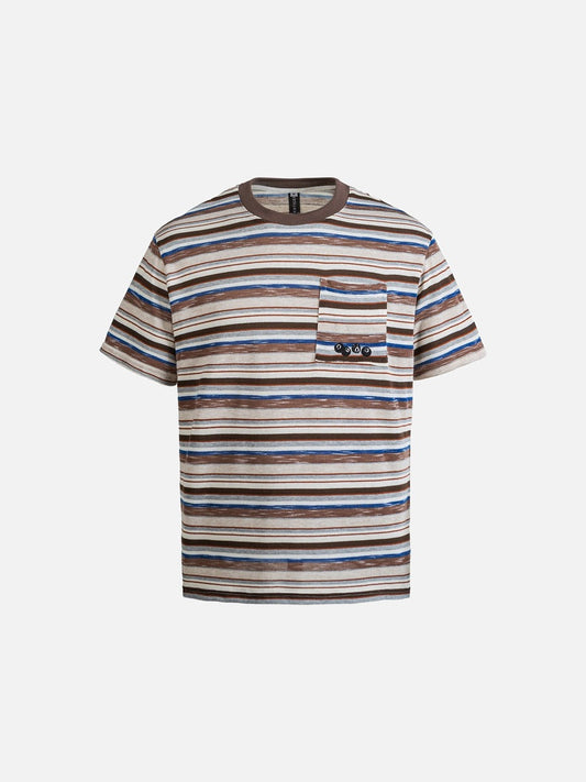 Striped pocket T-shirt in a relaxed fit with textured fabric, front view