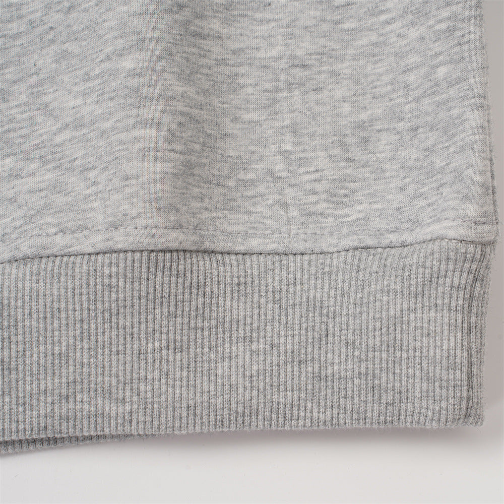 Plaid collar sweatshirt shown in a relaxed casual style