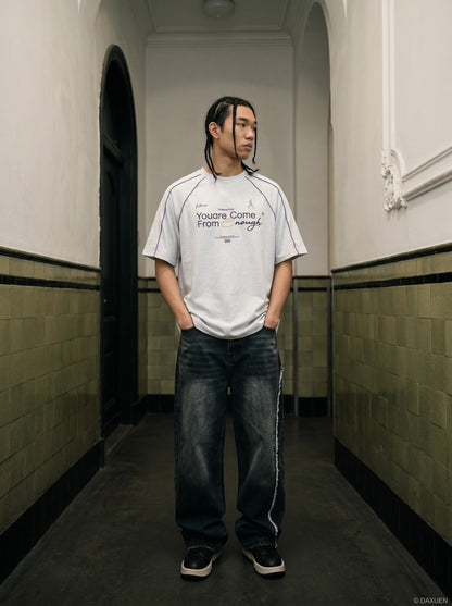 Oversized graphic T-shirt styled with casual bottoms