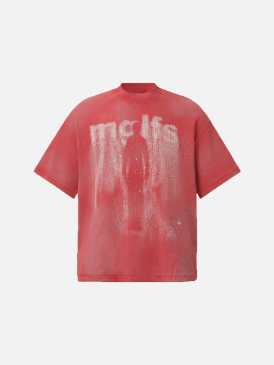 Grunge Graphic Waffle Knit T-Shirt