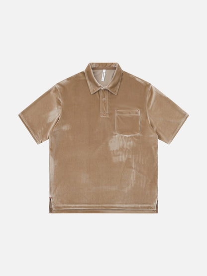 Revelse™  Loose Velvet Polo Shirt for Relaxed Streetwear Style
