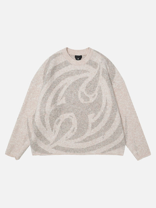 Textured crew neck knit jumper in a relaxed fit shown from the front