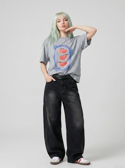 Relaxed fit silhouette of the watermelon graphic tee