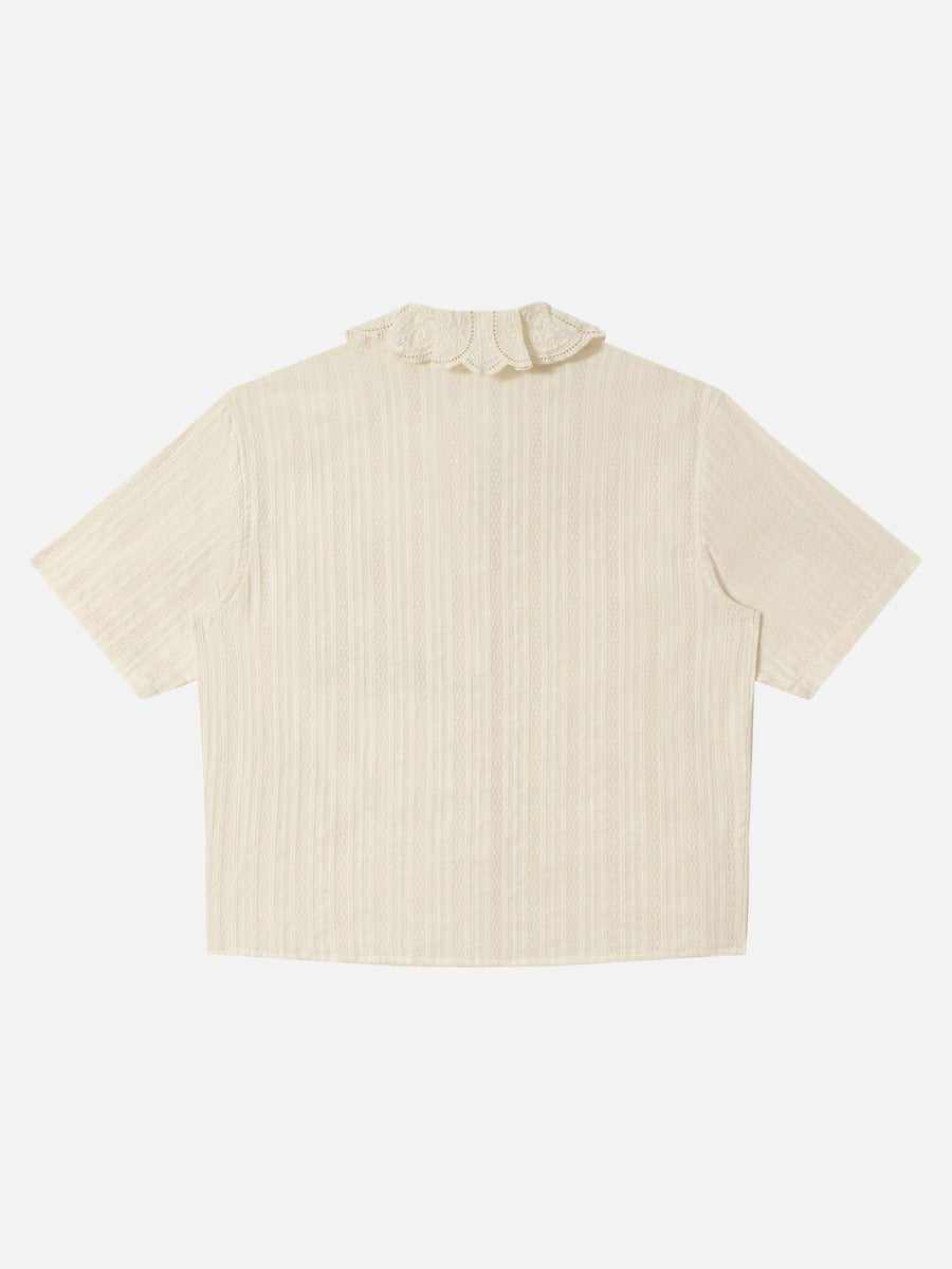 Back view of embroidered short sleeve shirt