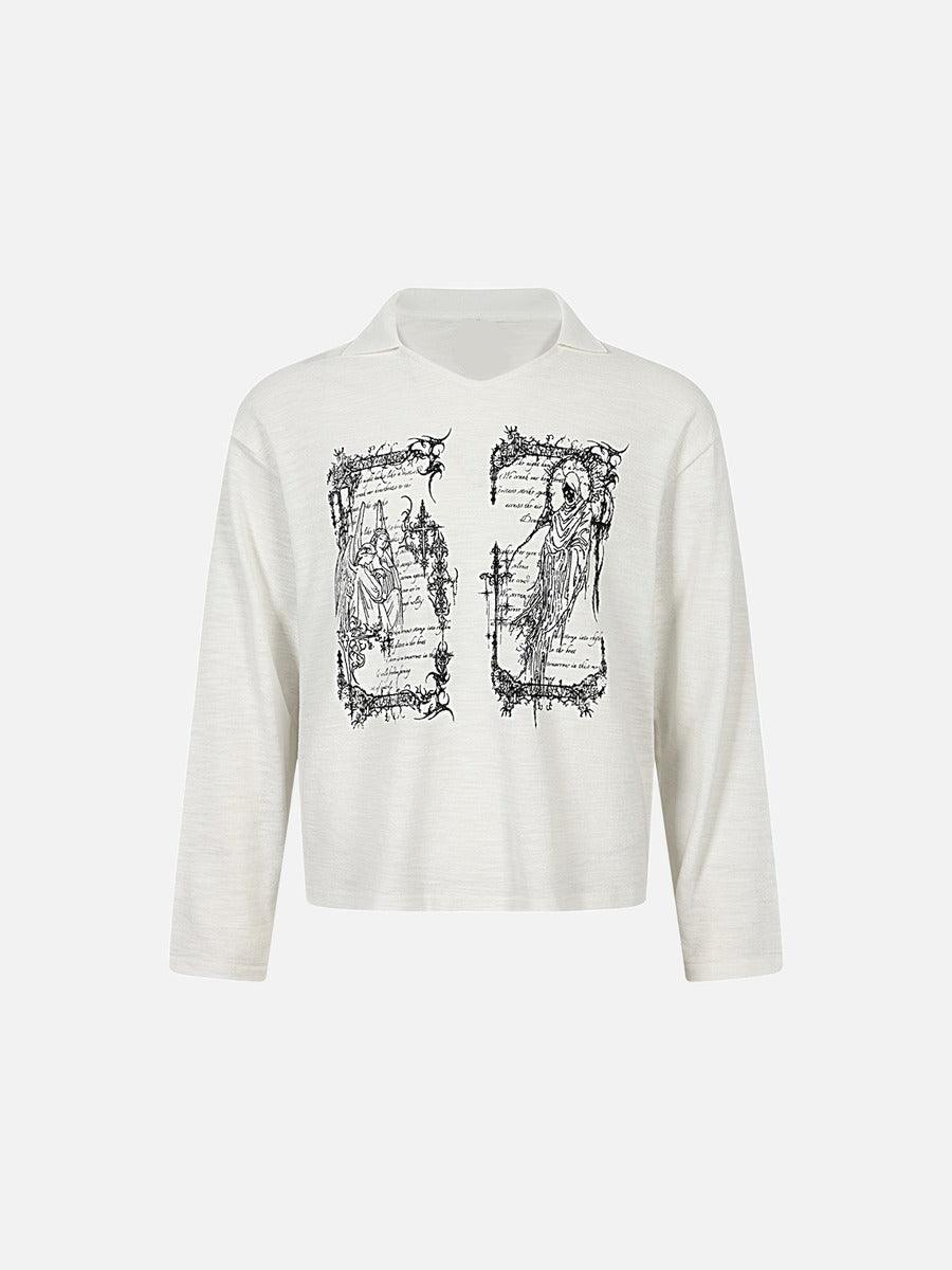 Oversized Graphic Knit Top With Wing Print