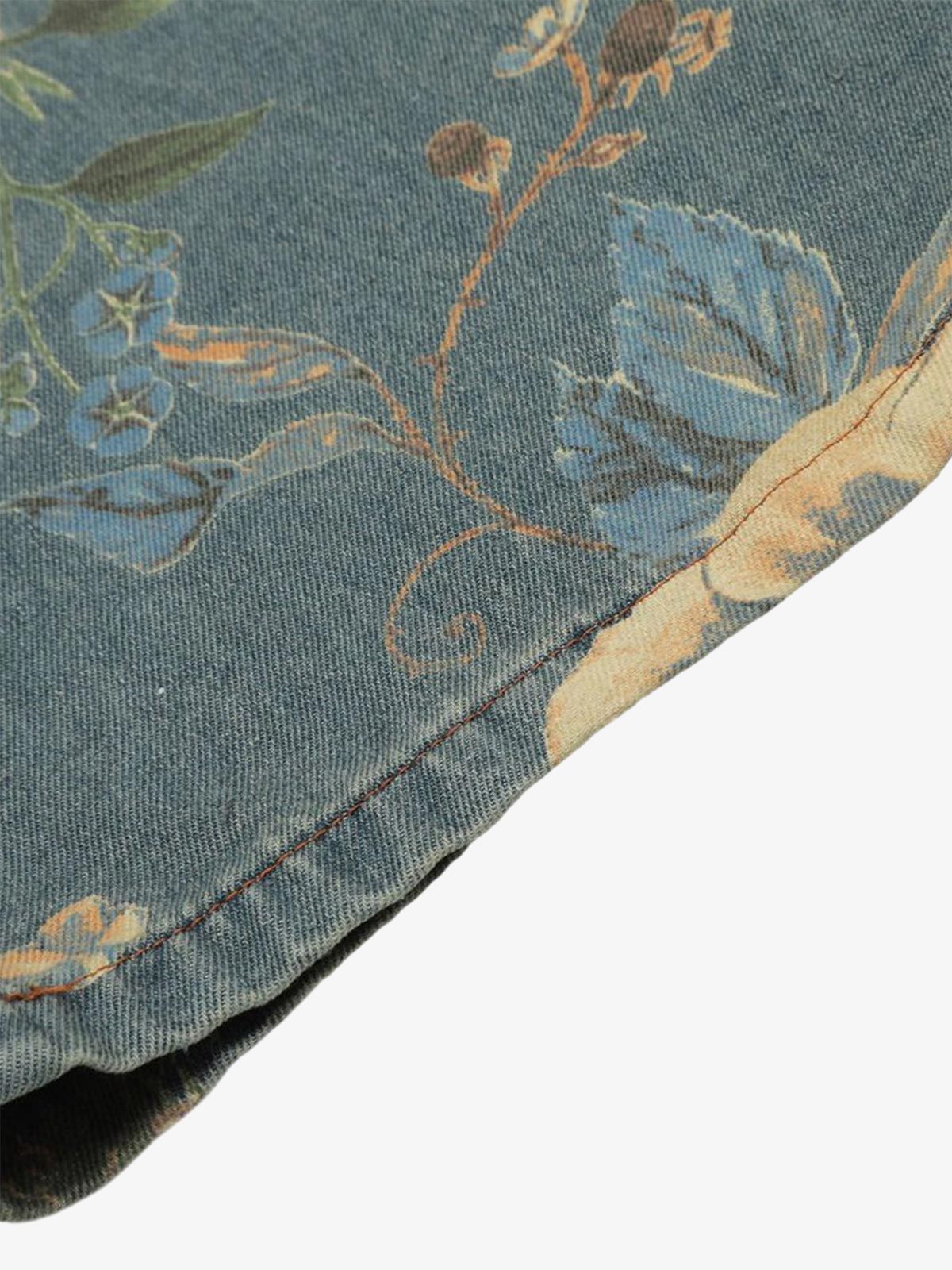 Floral Print Denim Carpenter Jeans