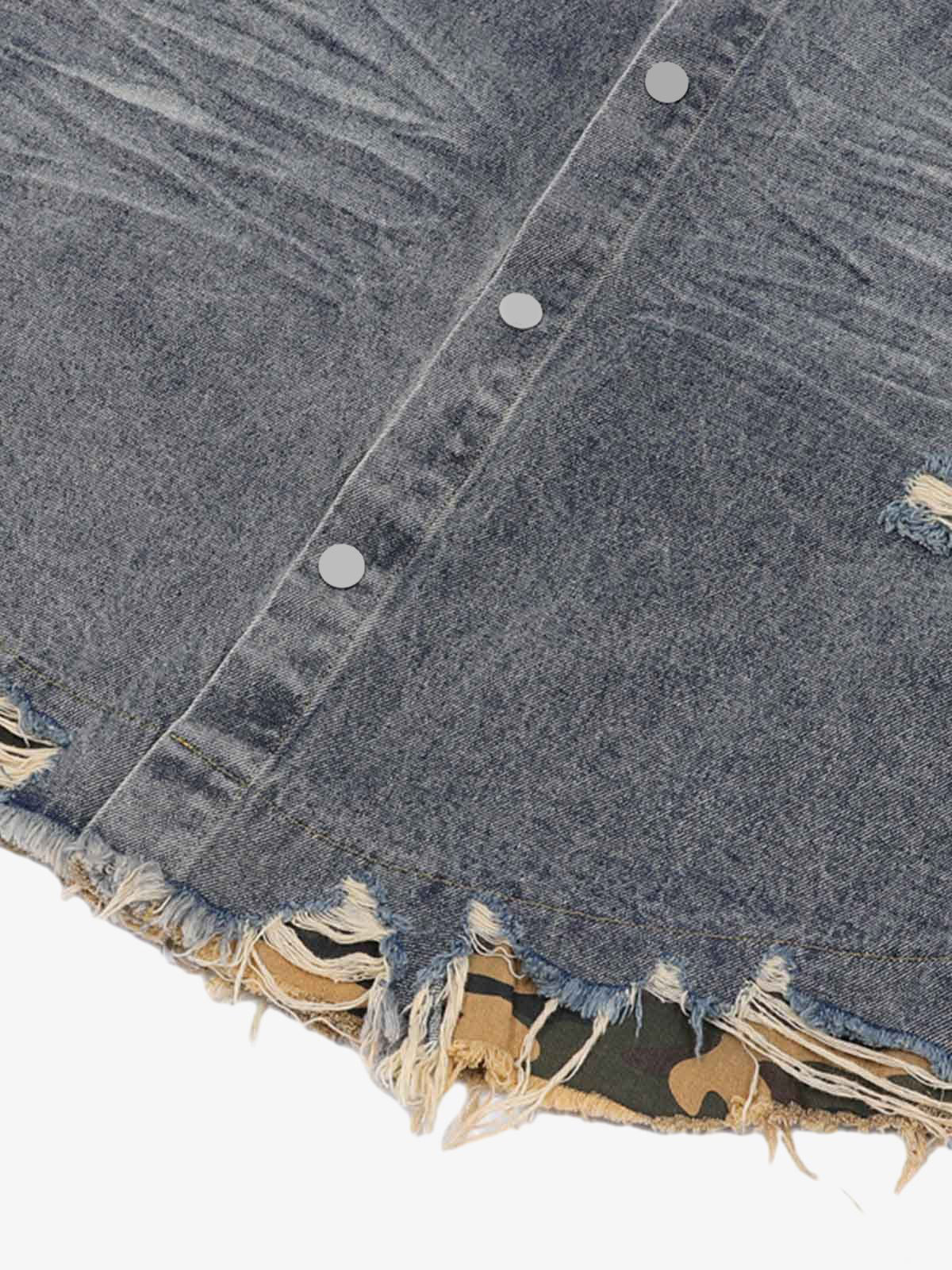 Revelse™ Distressed Denim Ripped Short-Sleeve Shirt