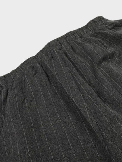 Striped Polyester Tracksuit Set Dark Grey